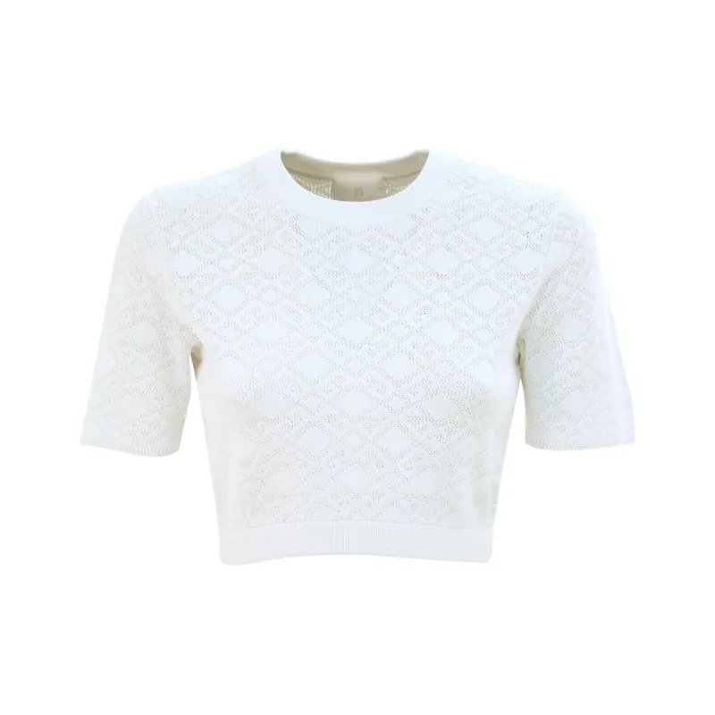 Givenchy Monogram 72 Jacquard Short Sleeve Knit Top-0