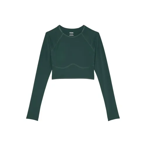 Victoria's Secret PINK Relay Long-Sleeve Top / Deep Forest Crop Tops Women's Dark Green