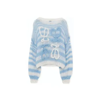 LOEWE Striped Anagram Sweater 'White/Blue'