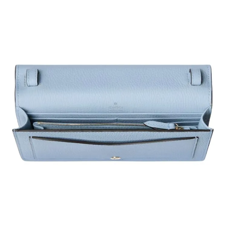 GUCCI Grain Leather Crossbody Bag Regular Women's Light Blue-4