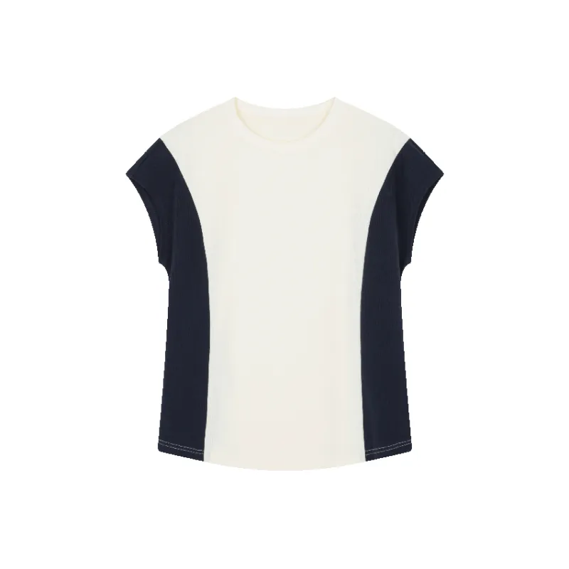 Mo Han Yi Mei T Shirt Women's Navy Blue & White-0