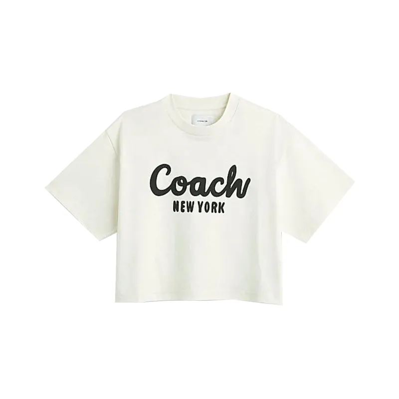 COACH SS24 Drop Shoulder Sleeve T Shirt Women's Cream-0