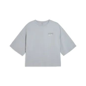 PUMA Elevatedgraphic Drop Shoulder Sleeve T Shirt Women's Light Gray