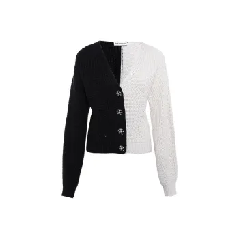 Self portrait Sweater Women's White Color Blocking Black