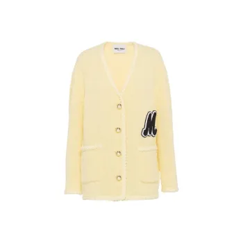 MIU MIU Bouclé V Neck Cardigan