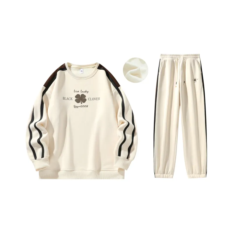 BLACK CLOVER Crew Neck Pullover Sweatshirt Set Unisex Black-8