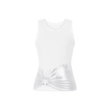 Paco Rabanne Piercing Ribbed Jersey Tank Top 'White/Silver'