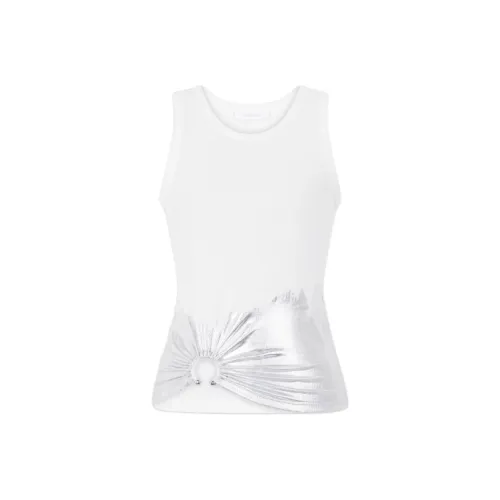 Paco Rabanne Piercing Ribbed Jersey Tank Top 'White/Silver'