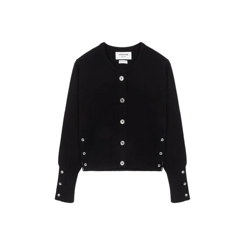 THOM BROWNE Ribbed Knit Crewneck Cardigan-0