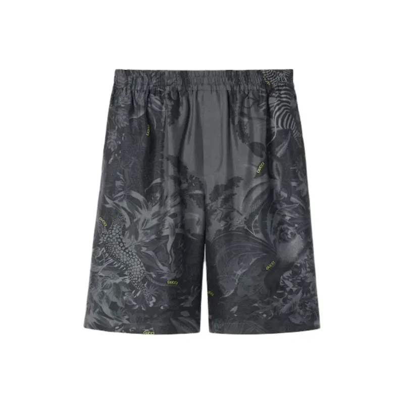 GUCCI Flora And Fauna Print Silk Shorts-0