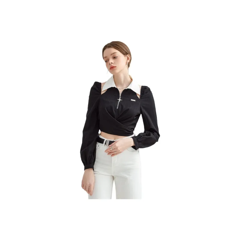 FOREVER 21 Crop Top Women's Black-0