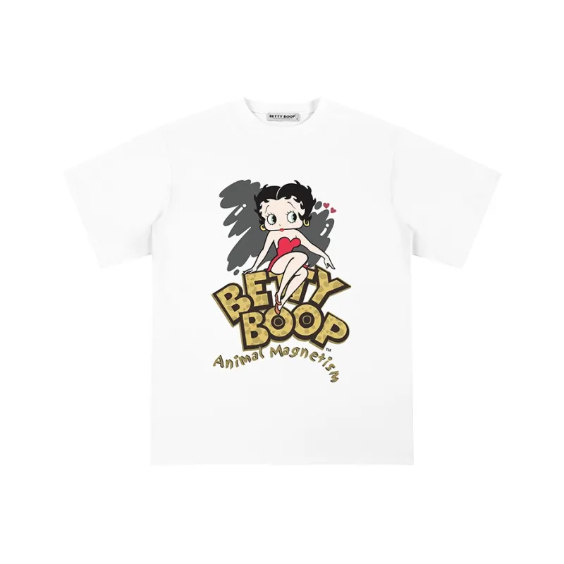 BETTY BOOP Drop Shoulder Sleeve T Shirt Women's-0