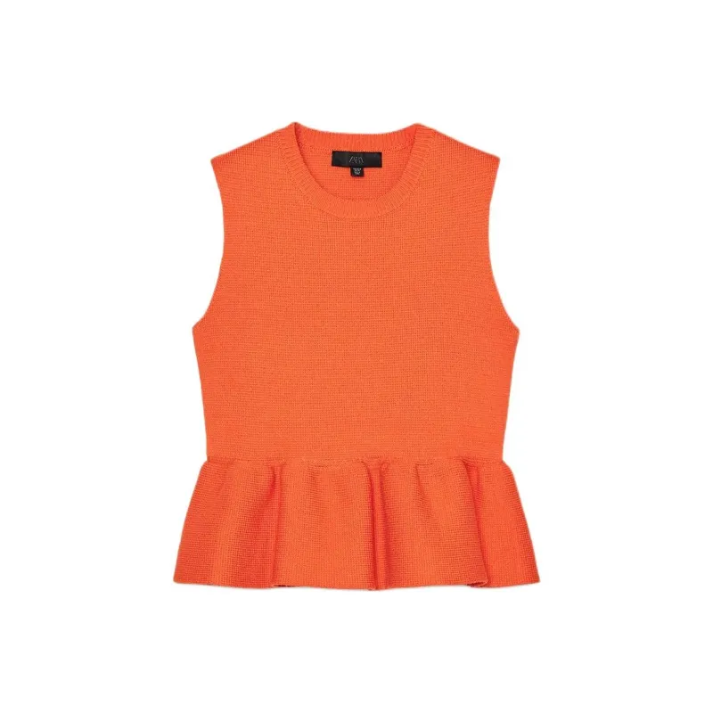 ZARA Tank Tops Women's Orange-0