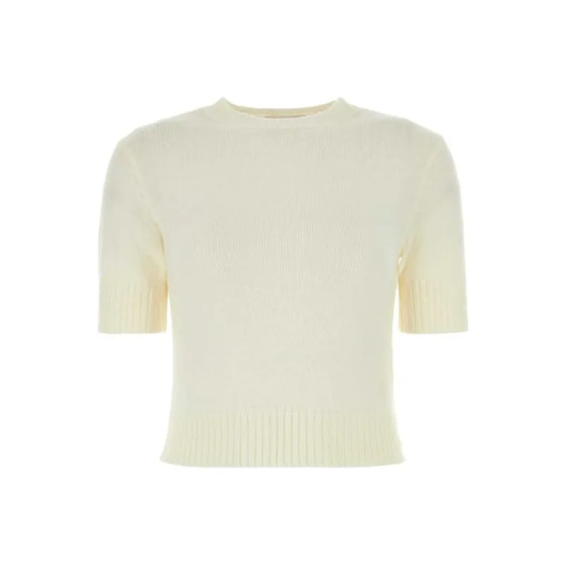 JIL SANDER + Short-Sleeved Cropped Sweater-0