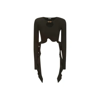 VERSACE JEANS Ruffled Ribbed knit Cropped Top