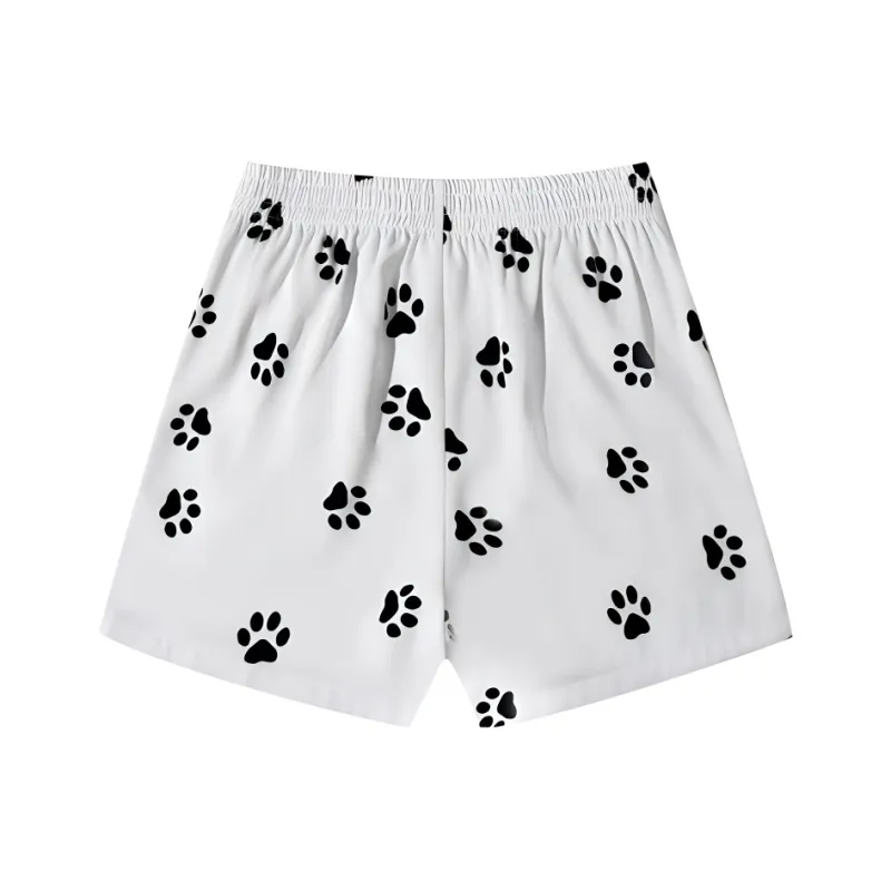 SONDR Casual Shorts Women's White Puppy Footprints-1