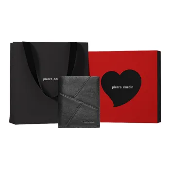 PIERRE CARDIN Top Grain Cow Leather Men's Coin Purse Multi Card Layered Money Clip, Wallet, Card Holder Men's Black