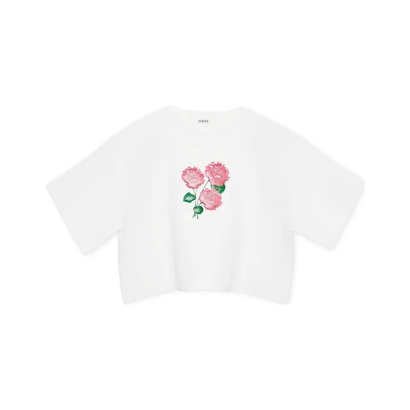LOEWE Cropped Flower Viscose Cotton Blend Sweater Optic White-0