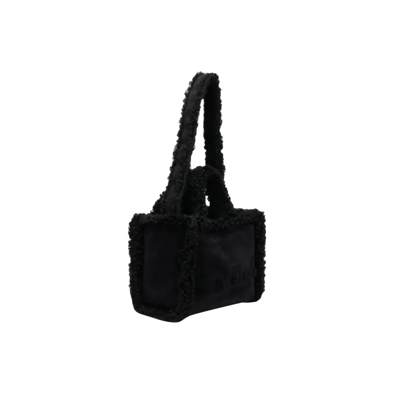 MARNI Shearling Trim Logo Detailed Tote Bag-1