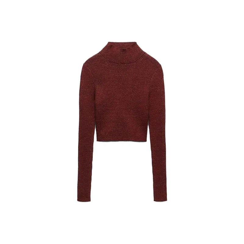 ZARA Crop Tops Women's Brick Red-0