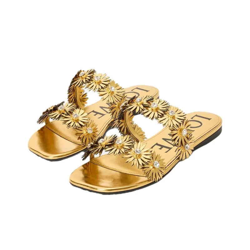 LOEWE Petal Slide Slippers Women's Gold-2
