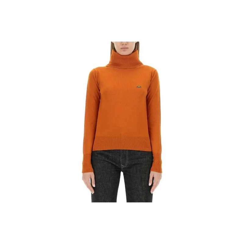 Vivienne Westwood Orb Embroidered Roll Neck Knitted Jumper-0