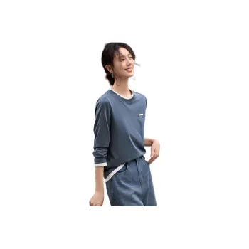 XWI T Shirt Women's Gray Blue Color Blocking White