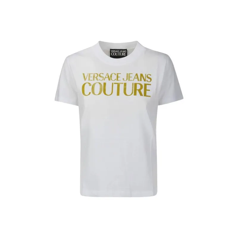 VERSACE JEANS COUTURE Logo print Glittered T shirt-0