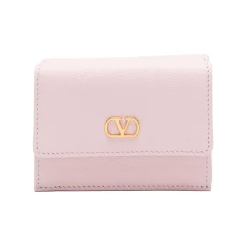 Valentino Vlogo Leather Wallet Women's Pink