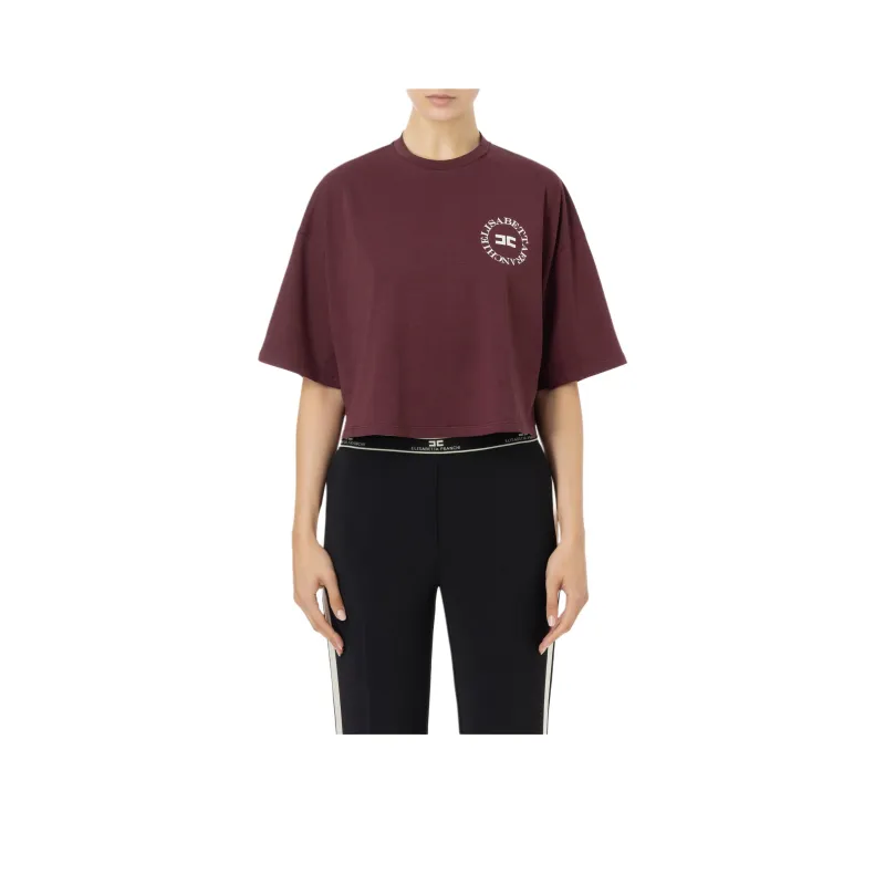 Elisabetta Franchi Cropped Logo print T shirt-0