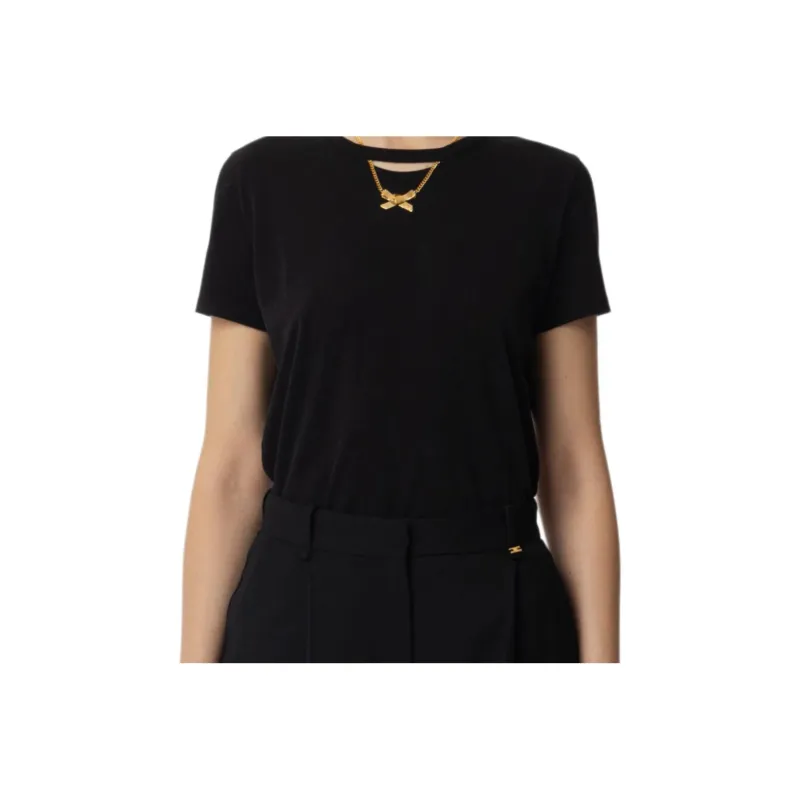 Elisabetta Franchi Bow Necklace Jersey T Shirt-0