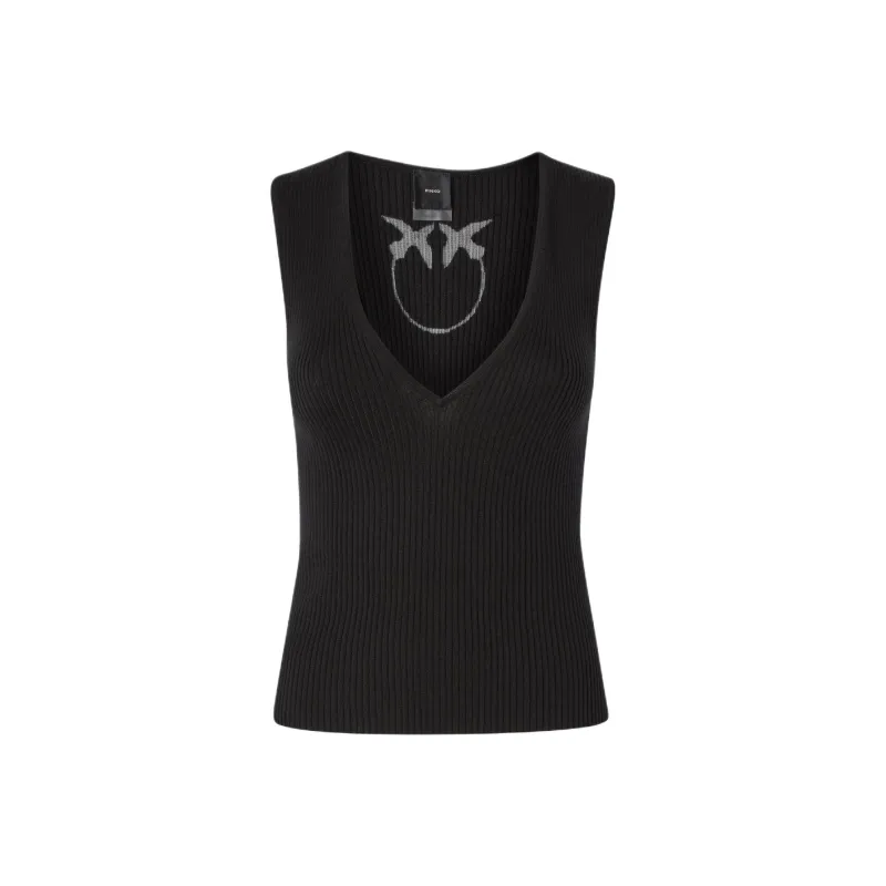PINKO Ribbed Sleeveless Top-0