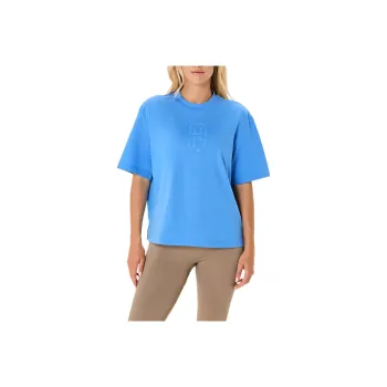 Asics Drop Shoulder Sleeve T Shirt Women's Blue Coast