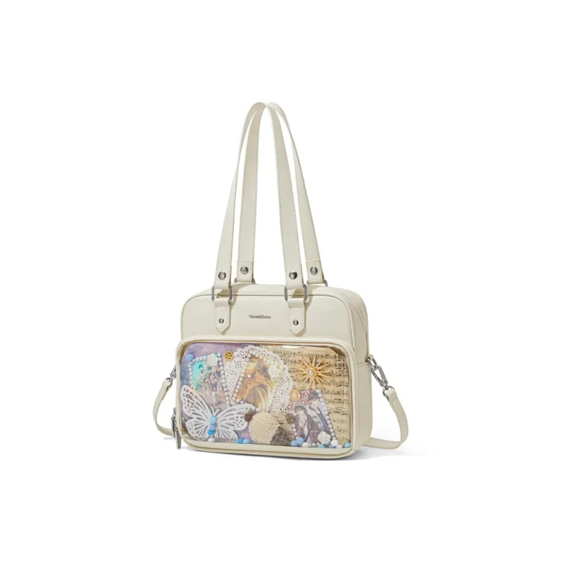 CinvaiKrose Synthetic Leather Ita Bag Shoulder Bag Women's Ecru-1