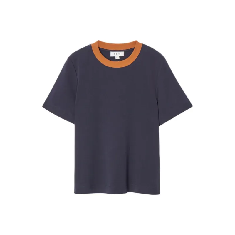 COS T-Shirt Women's Navy Blue/Orange-0