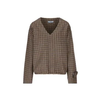 PRADA Checked V Neck Top