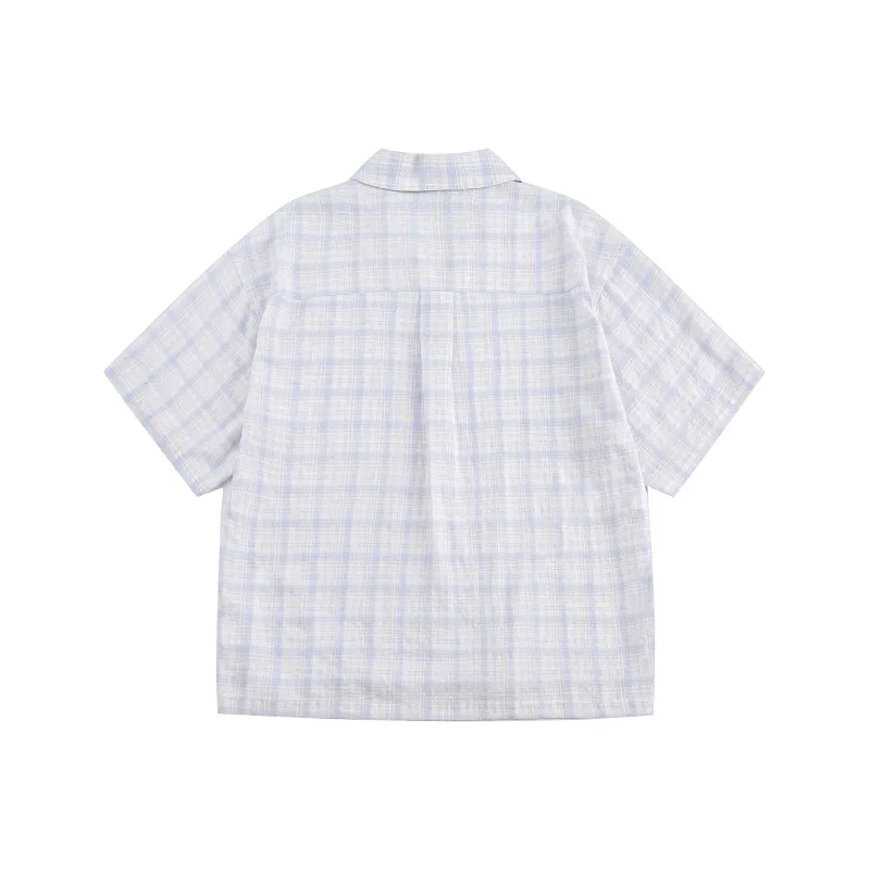 DOH STORE Shirt Unisex Blue White Plaid-1