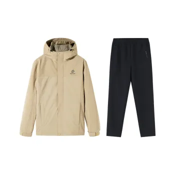 Tectop Casual Sportswear Unisex Two-Piece Set Sand Khaki/Classic Black