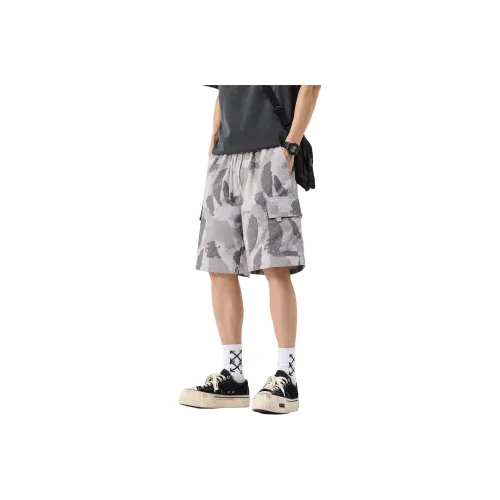 Menglaini Casual Shorts Unisex Light Gray