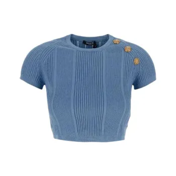 BALMAIN 3 Button Fine Knit Top