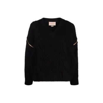 GUCCI Detachable Sleeves Knit Sweatshirt Black