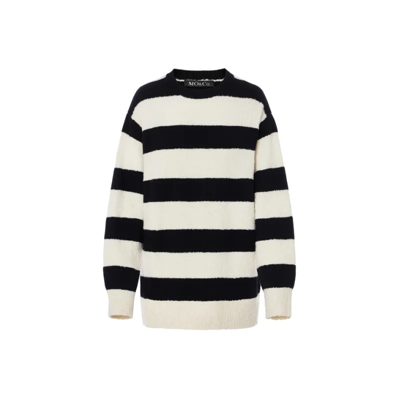MO&CO Sweaters Women's Black White Stripes-0