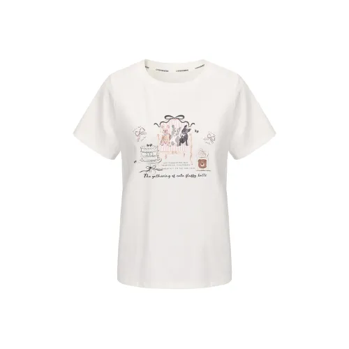 CHIWAWAMEME Set-in Sleeve T-Shirt Women's Eggshell White