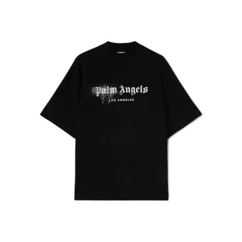 PALM ANGELS Rhinestones Spray Logo Tee 'Black/White'