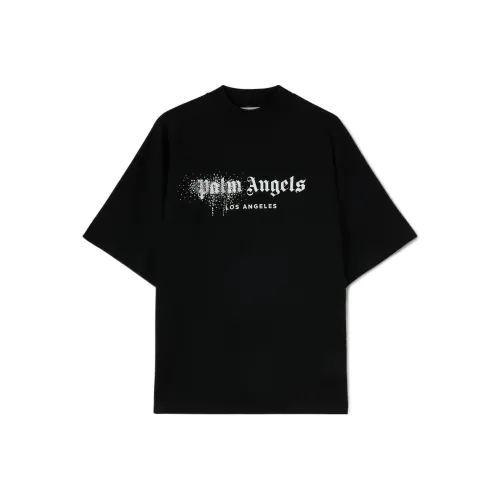 PALM ANGELS Rhinestones Spray Logo Tee 'Black/White'