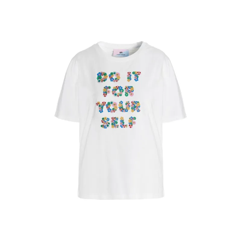 CHIARA FERRAGNI Slogan Printed Straight Hem T Shirt-0