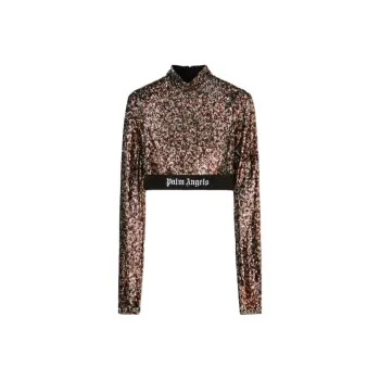 PALM ANGELS Sequin Embellished Cropped Top