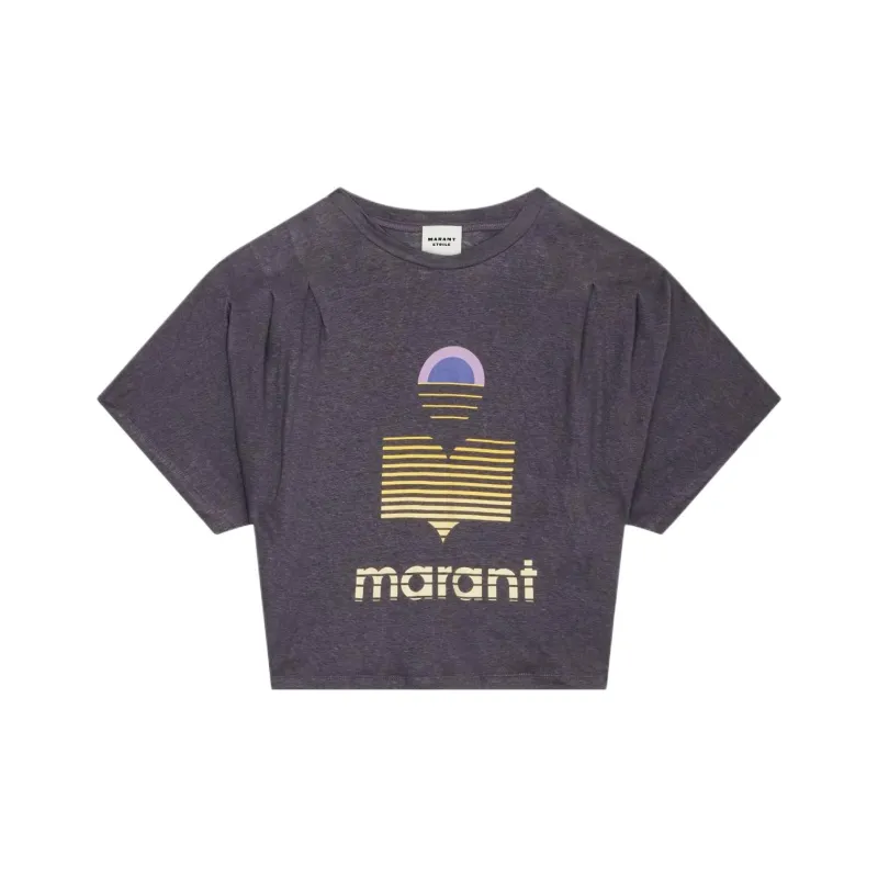ISABEL MARANT ETOILE Logo Printed Cropped T-Shirt-0