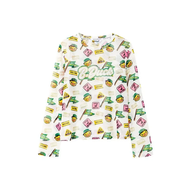 B.Duck T Shirt Women's Beige All Over Print-0