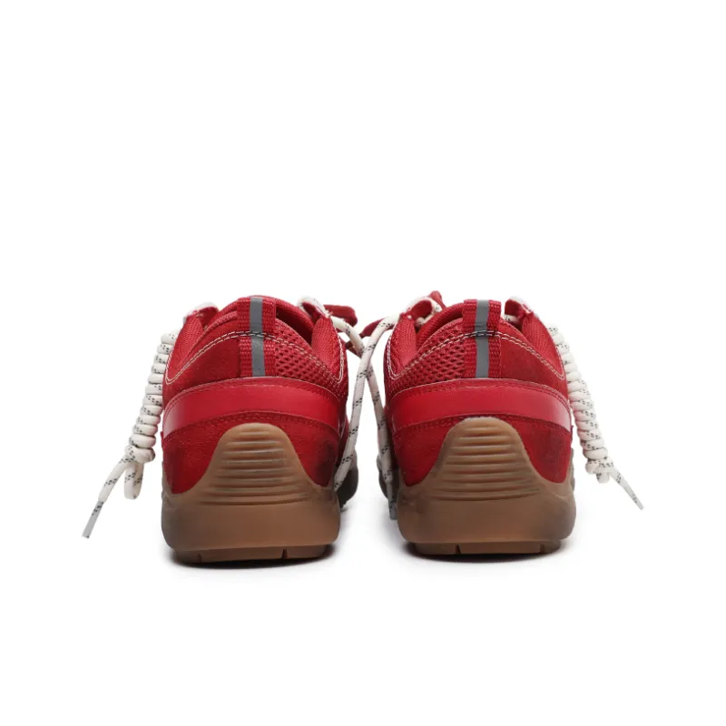 Angelmi Abrasion Resistant Slip Resistant Low Top Casual Shoes Unisex Red-4